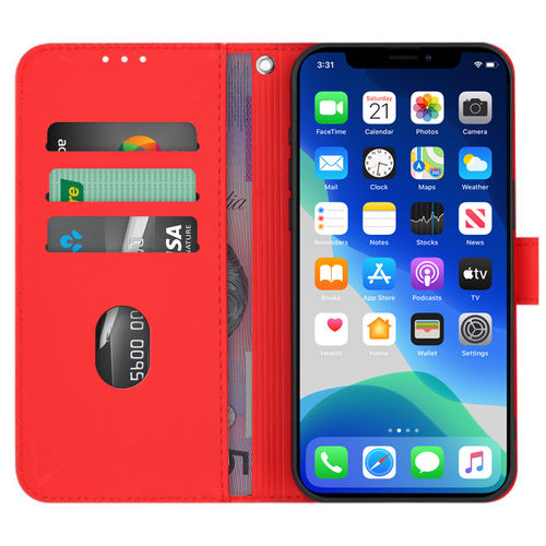 Leather Wallet Case & Card Holder Pouch for Apple iPhone 11 Pro Max - Red